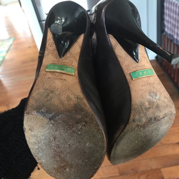 L.A.M.B Brown Booties with Peep Toe - Picture 4 of 4